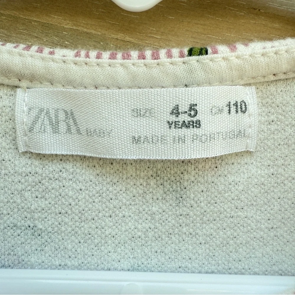 Zara Girls Cherry Print Dress Pink Red Elastic Waist Size 4–5